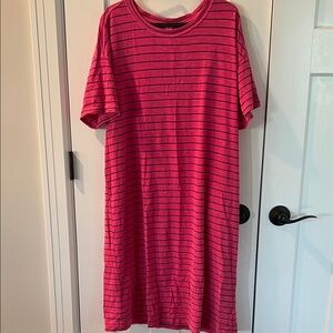 Pink Striped T-Shirt Dress